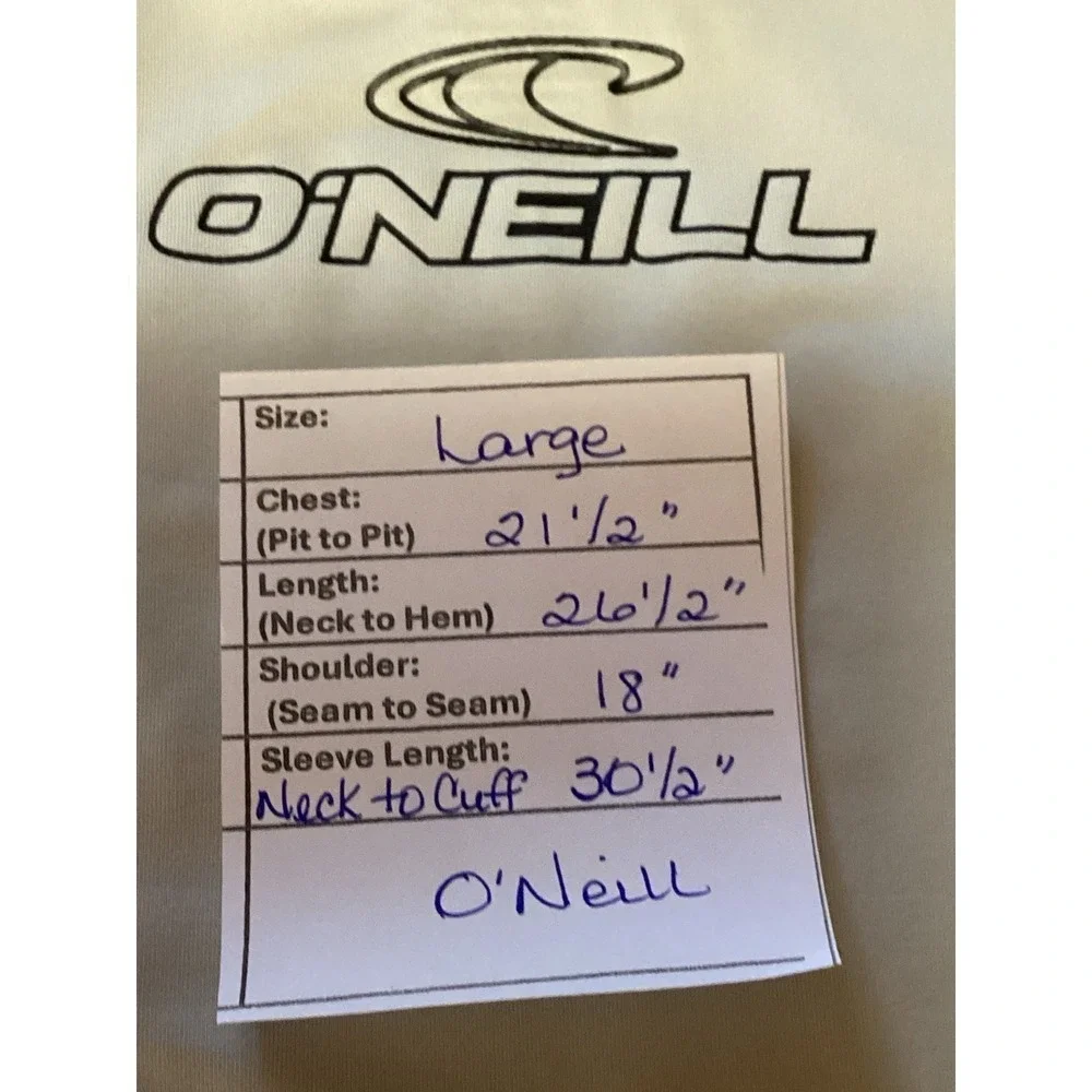 O'Neill Basic Skins Long Sleeve UV 50+ Rash Guard Swim Sun Top Size Large